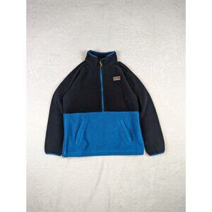 LL Bean Fleece Pullover 1/4 Zip Blue Mountain Classic Color Block 504676 Medium